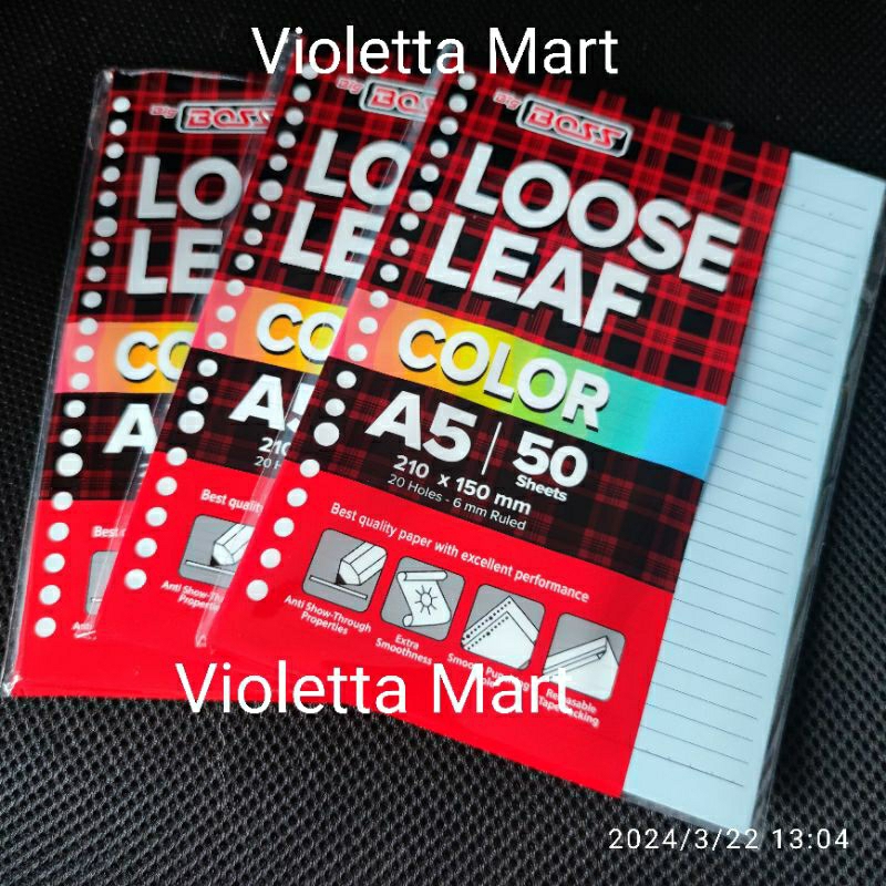 

Loose Leaf A5 BB Color / Isi Kertas Binder A5 BB Berwarna [Biru] 50 Lbr