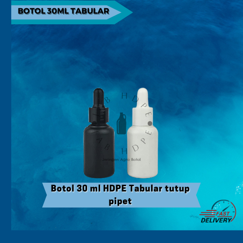BOTOL 30ML PLASTIK HDPE TABULAR TUTUP PIPET N18