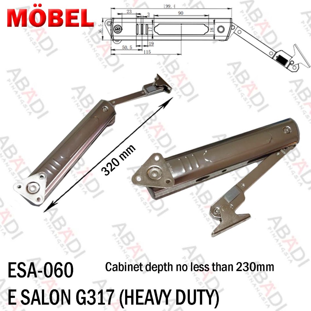 Engsel Salon Mekanik Pintu Lemari Kabinet G3-17 Heavy Duty 6 kg
