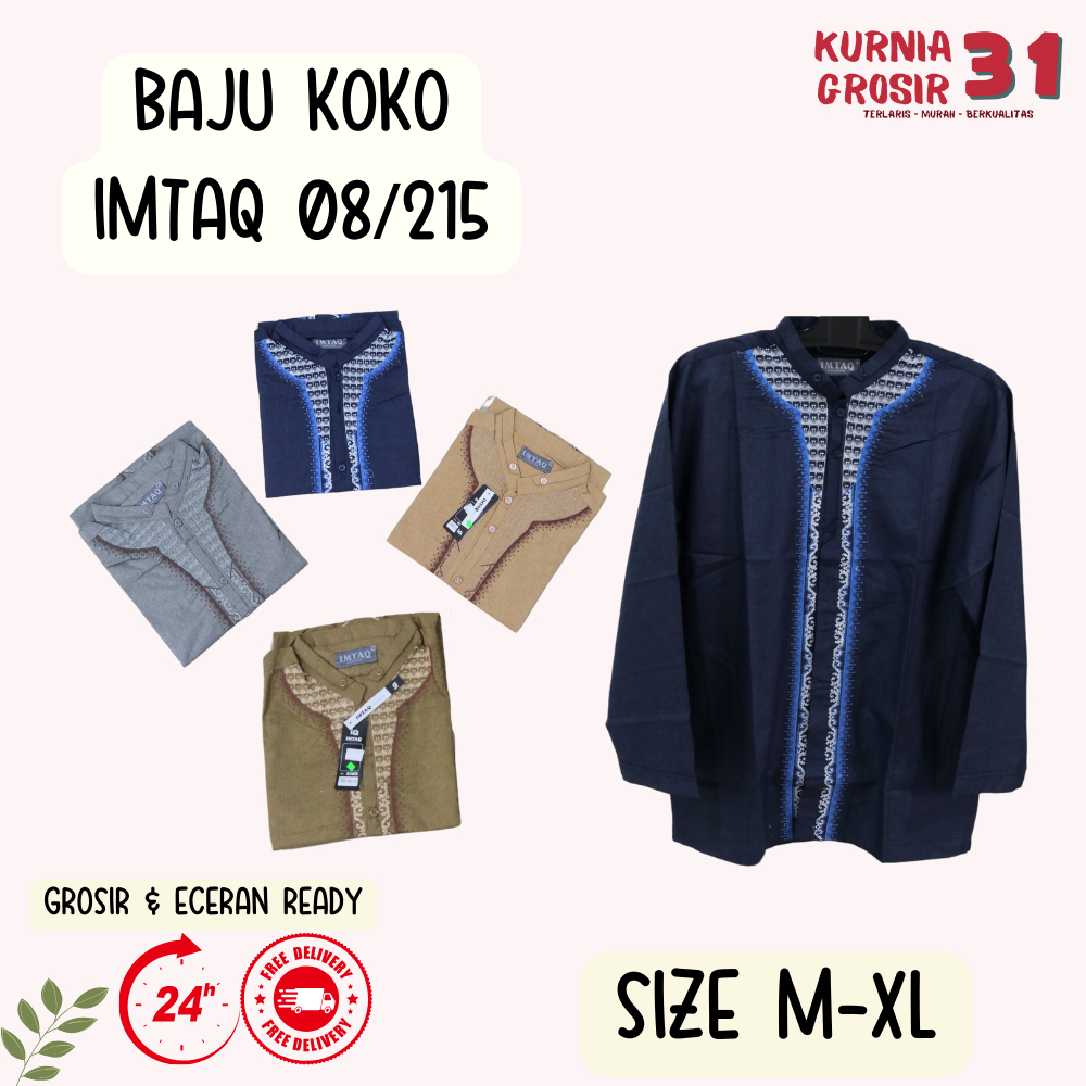 Baju KOKO Lengan Panjang IMTAQ  215 / Baju Koko Pria Dewasa / Baju KOKO Ukuran M-XL