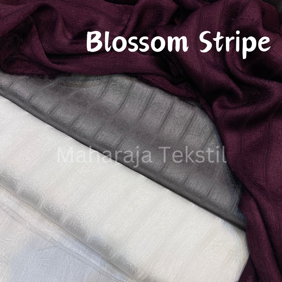 ART E54W Kain Blossom Stripe Silk  Satin Crinkle Silk Motif  Silk Crinkle Premium  Leilos Silk Strip