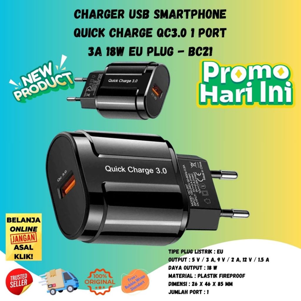 SS OLAF 3A 18W USB Charger Quick Charge QC 3.0 1 Port QC3 QC3.0 MURAH
