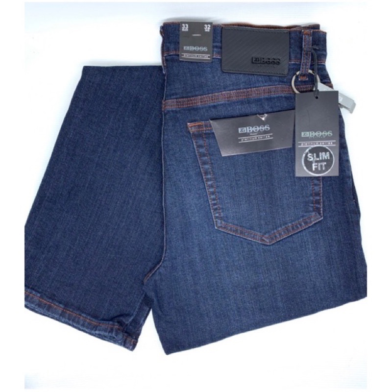 Celana Jeans Pria Stretch ZG BOSS Slim Fit BOSS Blue Orange #JinsPriaKualitasTinggi #CelanaBoss #Sli