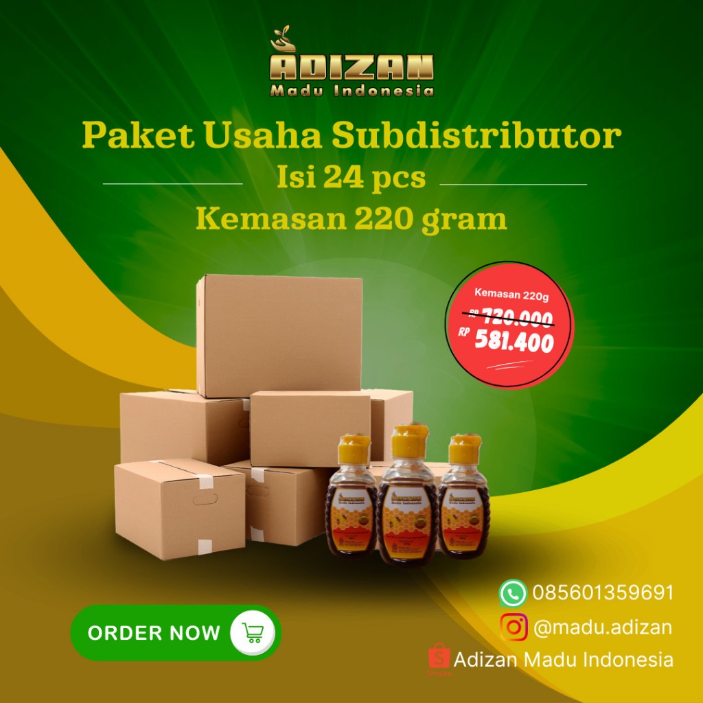 

Paket Usaha Madu Adizan 220 gram