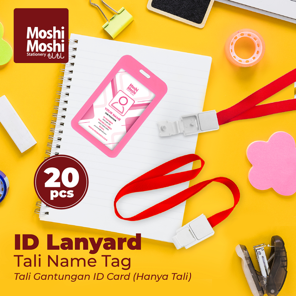 

20 PCS ID Lanyard Moshi Tali Klip Gantungan Name Tag Kartu Akses Identitas