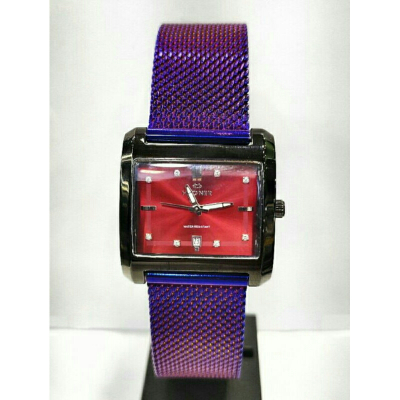 Jam tangan wanita HEGNER 423 puple rantai pasir stainless steel