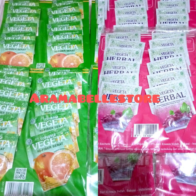 

Vegeta Herbal/Scrubber Per Pak Isi 12Sachet LUSINAN Untuk melancarkan BAB