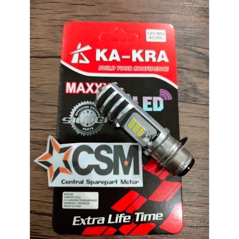 LAMPU UTAMA MOTOR LED H6 2 SISI 12 MATA KAKI 1 AC/DC JAUH DEKAT KA-KRA