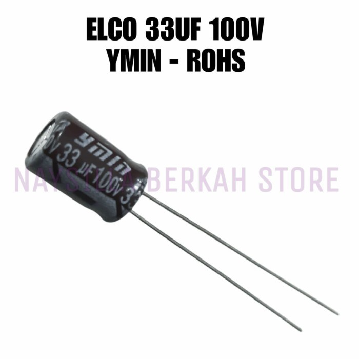 10X ELCO 33UF 100V YMIN ROHS BERKUALITAS KAPASITOR ELKO 33UF 100V