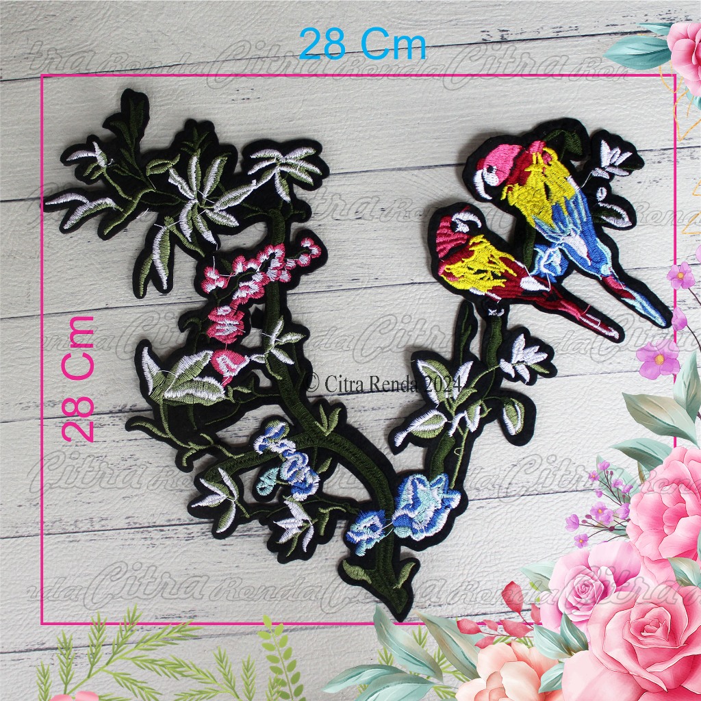 (Per Pcs) AP602 Aplikasi Kerah / Patch Bordir Kerah / Aplikasi Bordir / Bordiran Tempel / Iron Patch