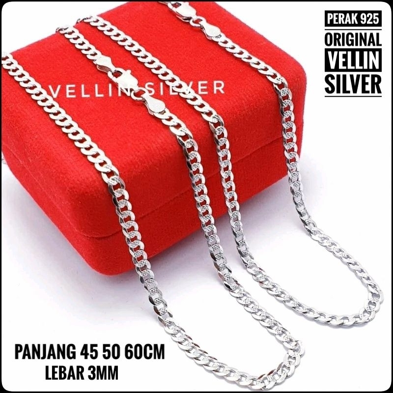 Kalung Perak Pria 925 Lapis Emas Putih - Kalung Silver 925 Model Sisik Naga Ukir