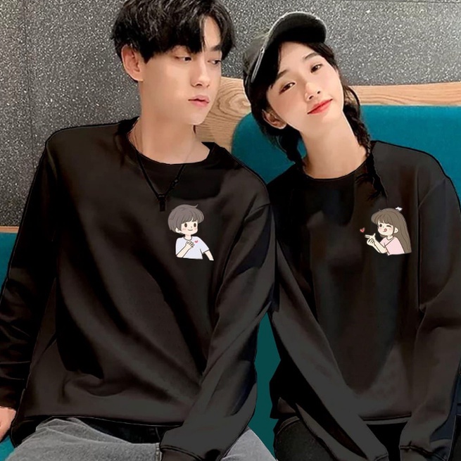 Terjamin KAOS LENGAN PANJANG COUPLE TRENDY  BAJU PASANGAN DISTRO TERLARIS  CREWNECK DISTRO COUPLE