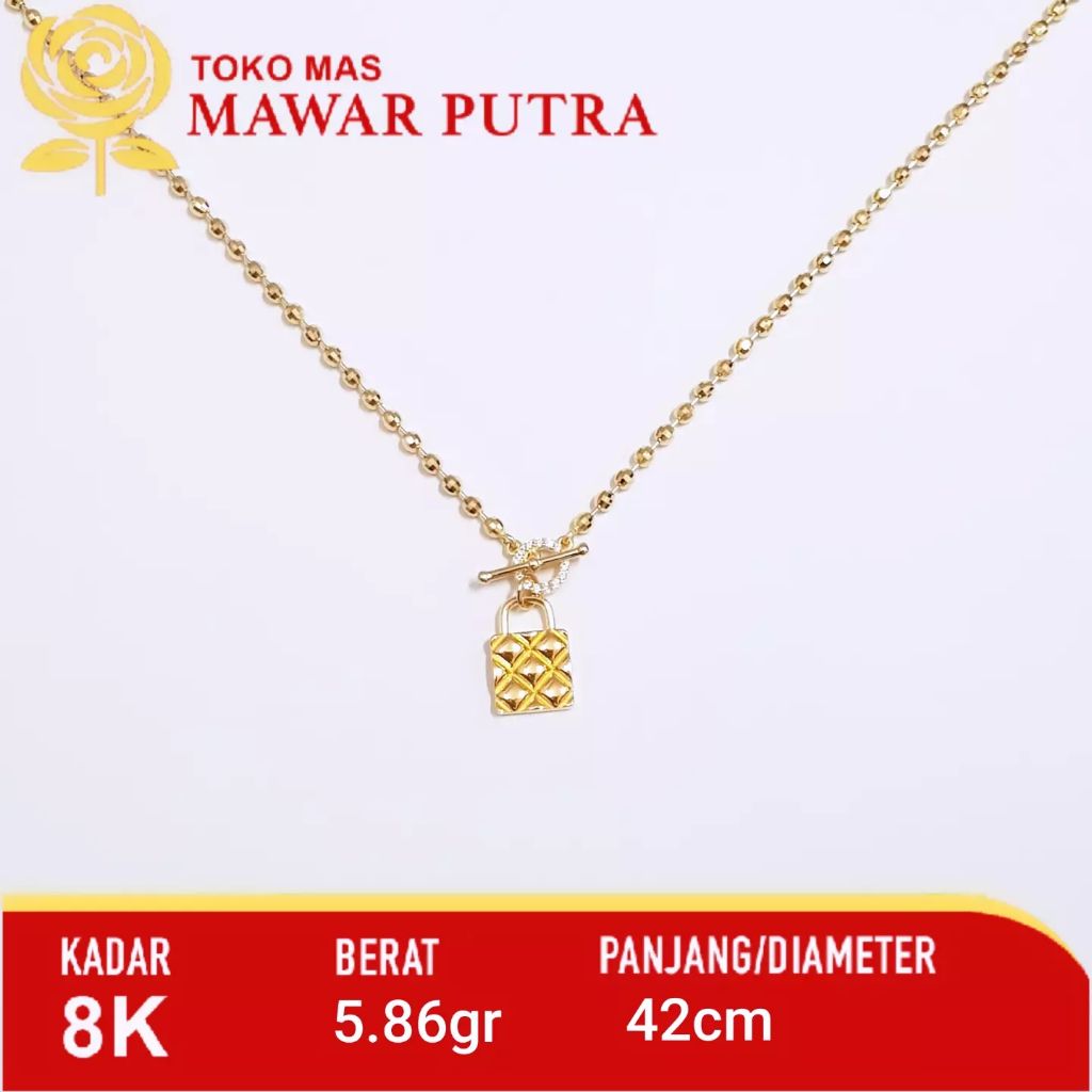 Kalung Merica dan Liontin King Halim Gold Kadar 8K