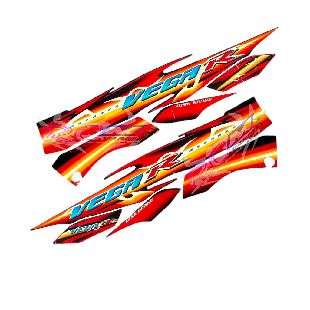 Sticker bodi Yamaha Vega R New 2007 Merah Hitam stiker Lis polet striping body Vega new hitam merah 