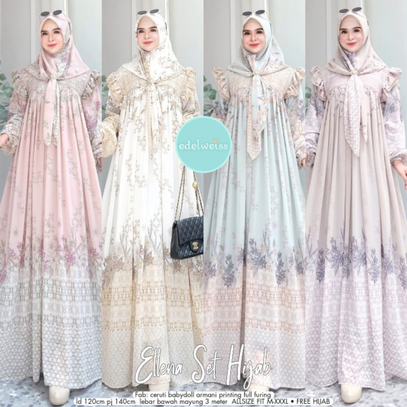 ELLENA DRESS SET FREE HIJAB // EDELWEISS