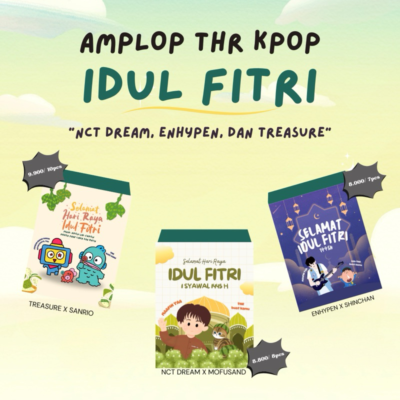 

AMPLOP THR LEBARAN IDUL FITRI KPOP NCT ENHYPEN TREASURE MOFUSAND SANRIO SHINCHAN
