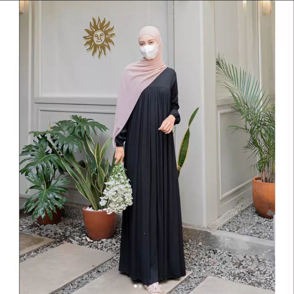 hemat izma maxi gamis rayon twill best seller baju muslim wanita terbaru