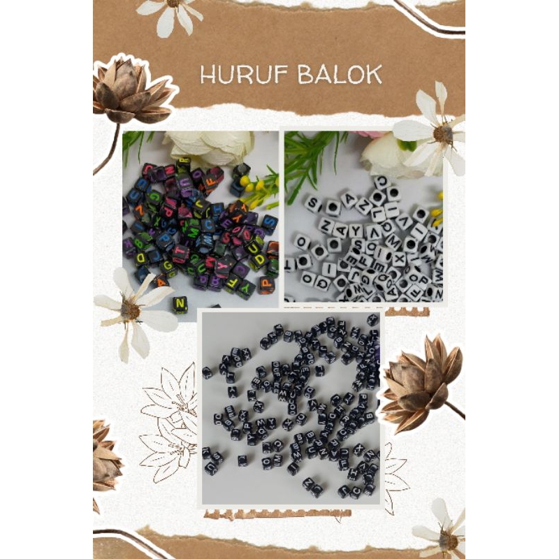 Manik Huruf Balok 8mm Huruf Balok Warna Huruf Kotak Huruf Abjad