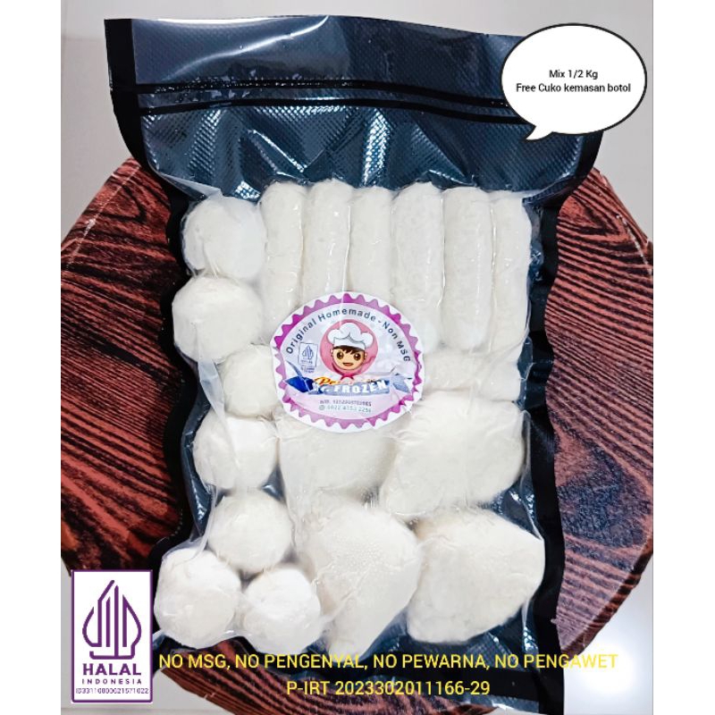 

Pempek Palembang MIX asli dari ikan tengiri, kemasan 1/2kg Gratis cuko kemasan 200 mg.