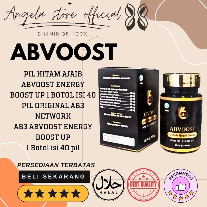 ABVOOST pil hitam ajaib 1 botol isi 40 pil original obat penghilang nyeri sendi