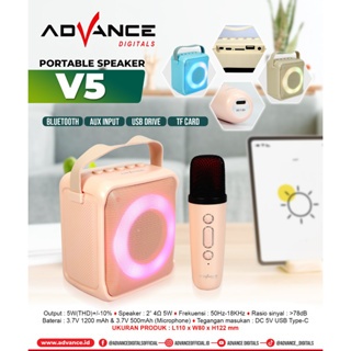 	 Advance Speaker Bluetooth V5 Mini 2-Inch Aktif Portable Karaoke Extra Bass Gratis 1 Microphone	