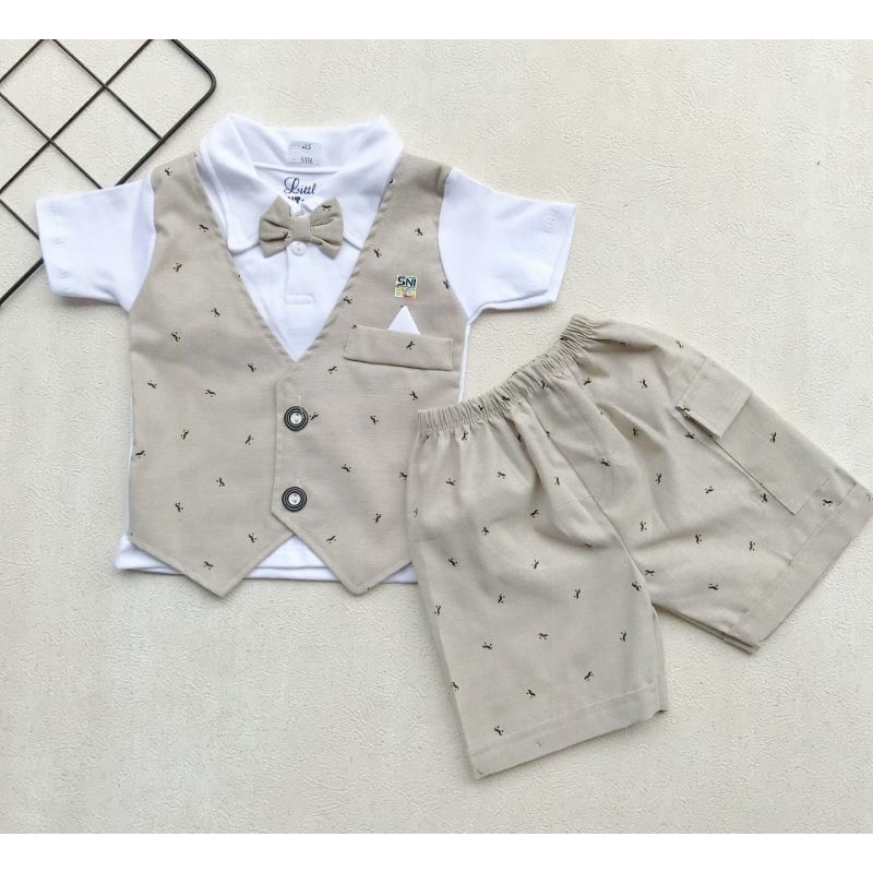 ROMPI MOTIF JANGKAR/SETELAN ANAK LAKI LAKI LUCU/BAJU BAYI COWOK LUCU/TUXEDO BAYI LUCU/JAS BAYI LUCU/