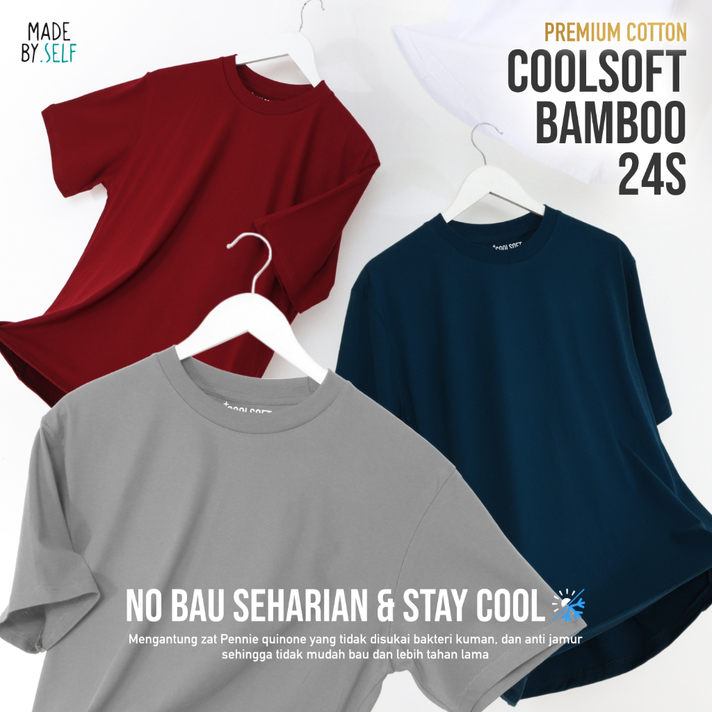 Kaos Coolsoft Katun Bambu Tebal 24S / Cotton Bamboo Kaos Polos Pendek