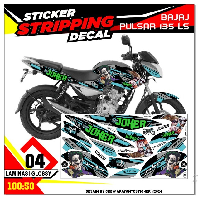Stiker Striping Decal Bajaj Pulsar 135 LS Variasi QLA01 JOKER Semua Ready COD