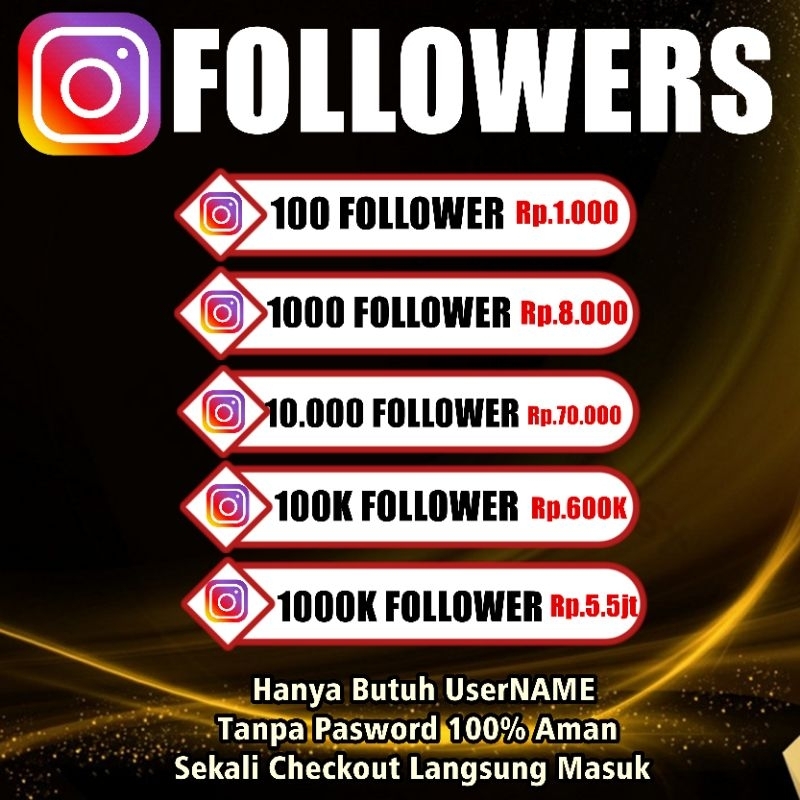 1000 FOLLOWERS IG REAL BERGARANSI 100% AMAN