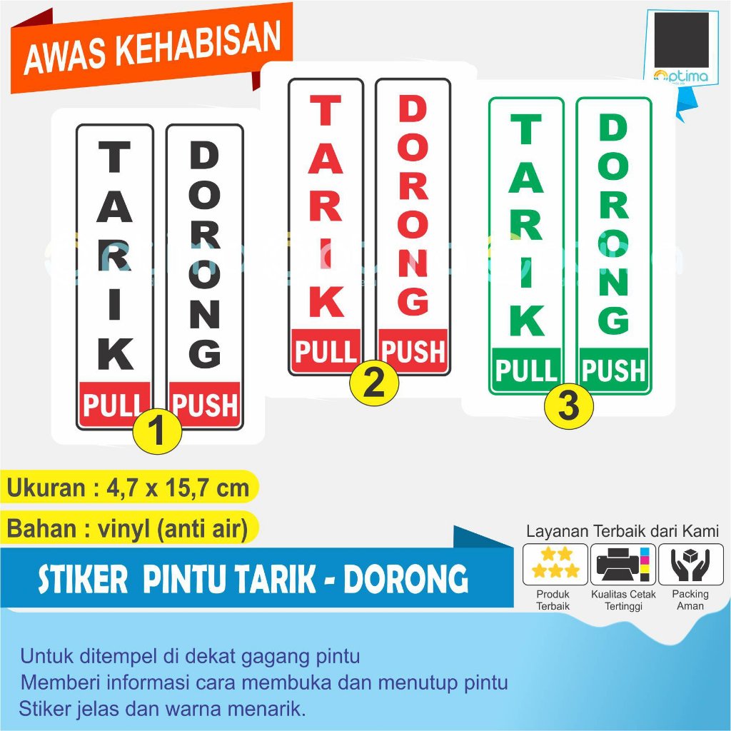 

STIKER TARIK DORONG PINTU 1 SET ISI 2