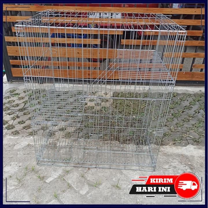 Kandang Kucing Premium Jumbo Tingkat 3 Ukuran 80x60x90 | Kandang Anggora Besar Yg Portable Model Sus