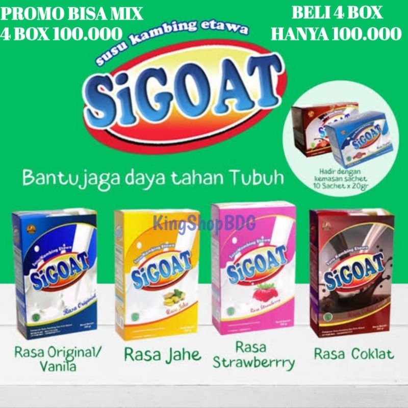 

SIGOAT SUSU KAMBING ETAWA PREMIUM ( ORIGINAL - COKLAT - STROBERI - JAHE )