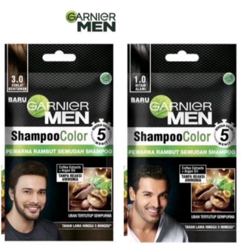 GARNIER Men Shampoo Color Pewarna Rambut Pria Semudah Shampo - Sachet [10ml + 10ml] - Semir Rambut