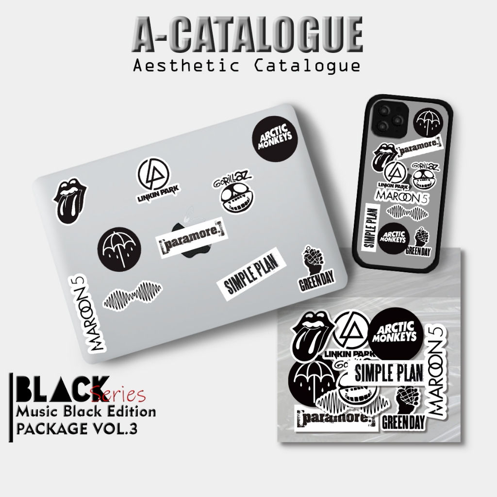 

Sticker Aesthetic Catalogue Waterprooft Compilation Hypebeast Black Series Band Music Icon Logo || BAND BLACK PACKAGE V.3