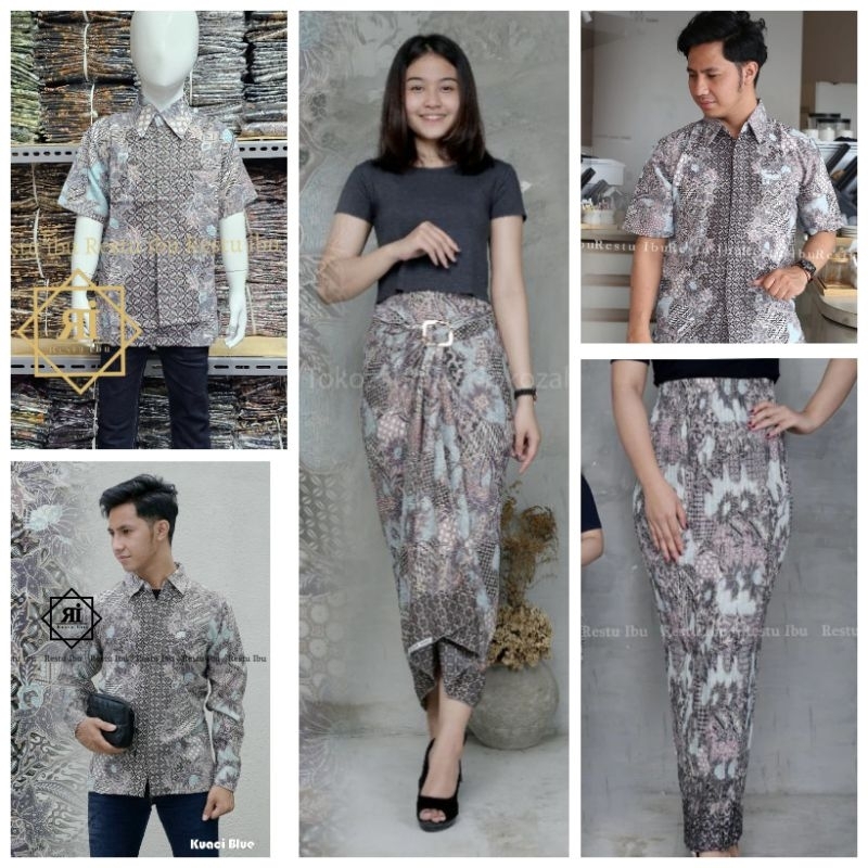 BATIK SARIMBIT KELUARGA KEMEJA BATIK DAN ROK LILIT COUPLE BATIK MODERN