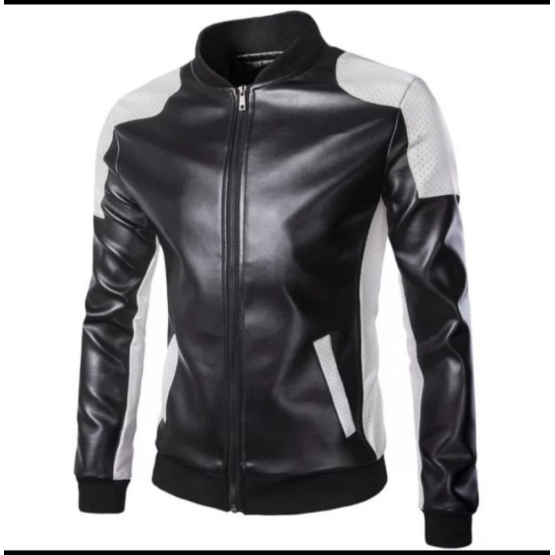 Jaket pria jaket semi kulit jaket harian motor