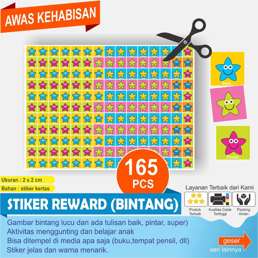 

Stiker Reward Hadiah Belajar (Gambar Bintang, Jempol, Kue, Piala)