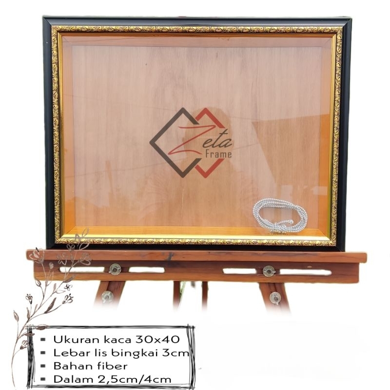 Tipe 310 hitam gold - Bingkai mahar ukir gold uk. 30x40 - Frame mahar - pigura mahar - Bingkai 3D