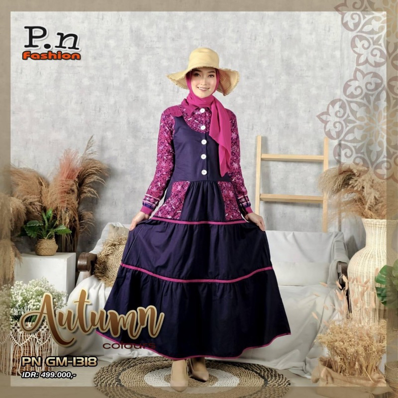 GAMIS PN FASHION GM 1318 BIRU DONGKER /GAMIS DRESS MUSLIMAH TRENDY CASUAL ORIGINAL KEKINIAN (PROMO