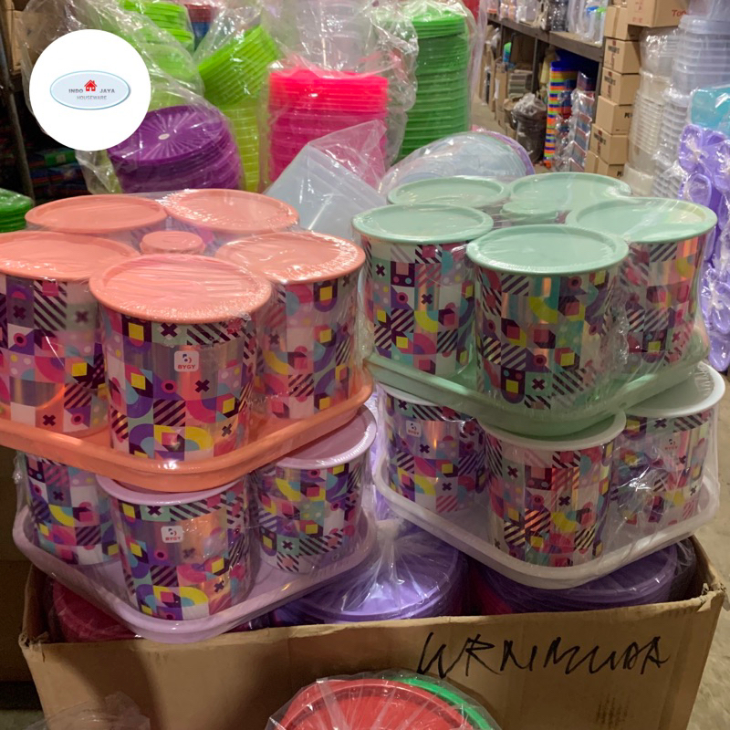 toples set biggy isi 5 + nampan / toples kue kering / toples lebaran / toples unik