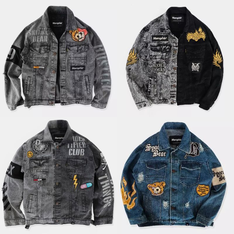 Memphisorigins - Jacket Denim Memphis | Denim Space Bear | Maison | Denim Bear | Black hustle | Deni
