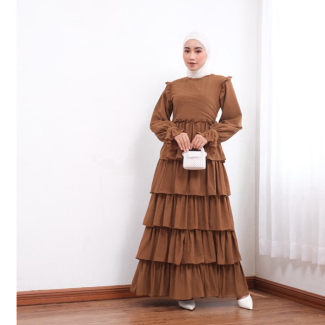 READY STOCK ! Sharena Dress - Dress Kondangan - Dress hitam maxi - Dress full furing- Dress ceruti -