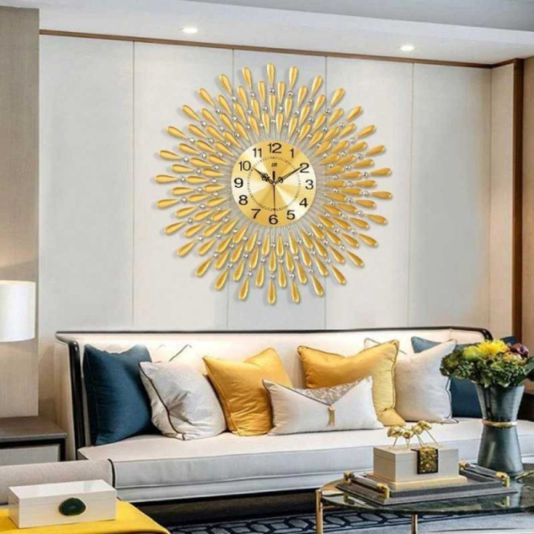 Unik Jam Dinding Unik /Jam Dinding Minimalis 3D Model Luxury Diamond - Gold 38cm Berkualitas