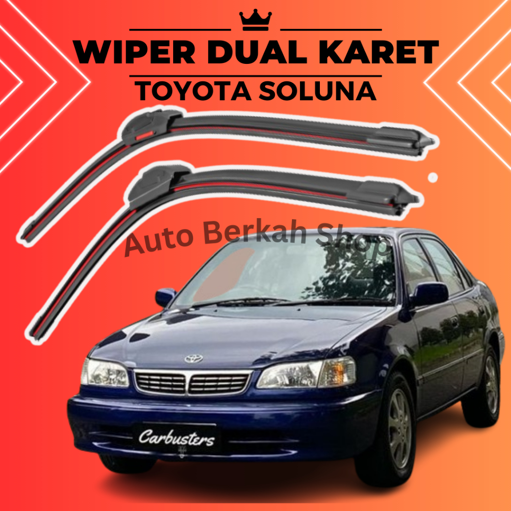 WIPER DOUBLE KARET MOBIL TOYOTA ALL NEW COROLLA SOLUNA DOBEL KARET AKSESORIS MOBIL