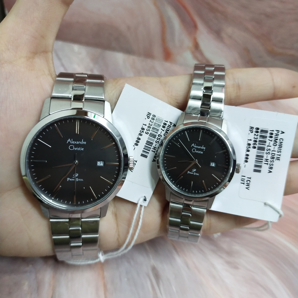 AC 1007 Besi Jam Tangan Original Couple Alexandre Christie