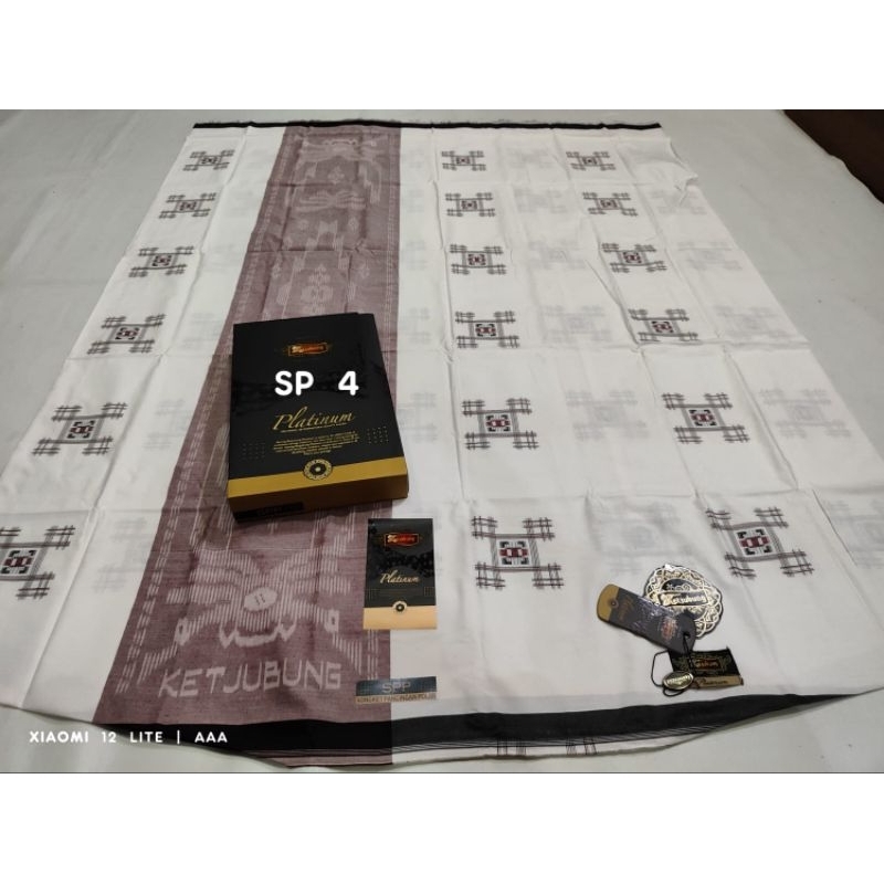 SARUNG KETJUBUNG PLATINUM SPP (songket pancingan polos) PUTIH