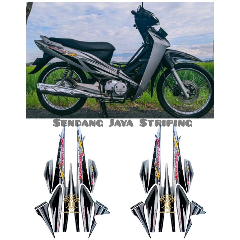 STIKER STRIPING LIS LES BODY MOTOR HONDA KARISMA X 125 D 2005 SILVER STANDAR