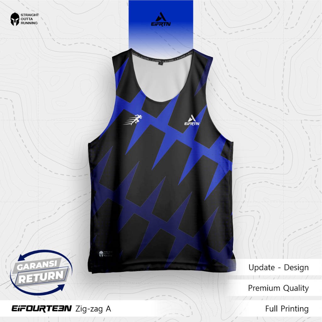 EiFRTN Baju Kaos Tanktop Singlet Running Jersey Olahraga Lari Sprint Gym Fitness | Zigzag Run - A