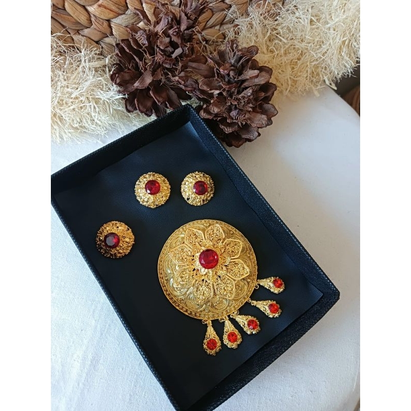 bros Khas bali Set bros alpaka lapis emas series kelopak bunga