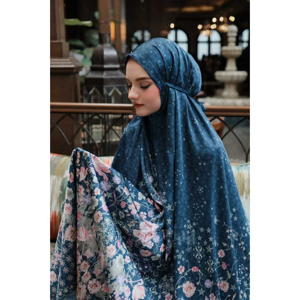 Adeola Scarf - Radwah Prayer Robe - Mukena Motif - Mukena Printing - Navy